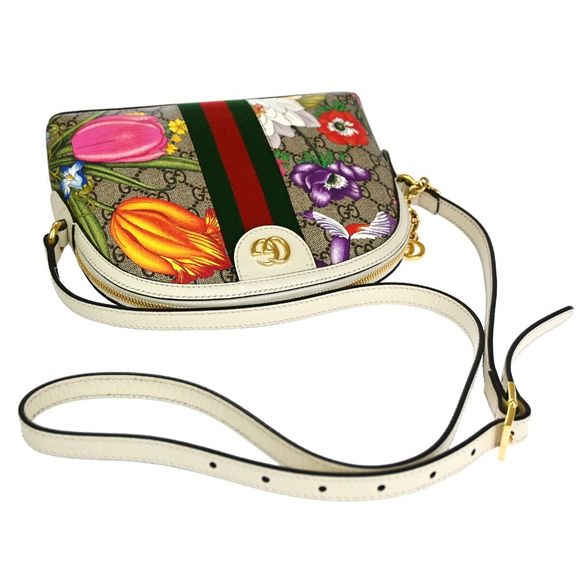 Gucci Gg Pattern Ophidia Flora Shoulder #81748G10B - Picture 6 of 15
